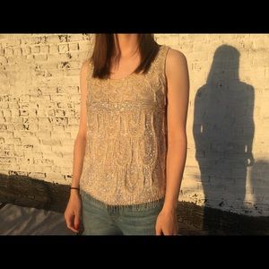 White and Iridescent Vintage Beaded Top